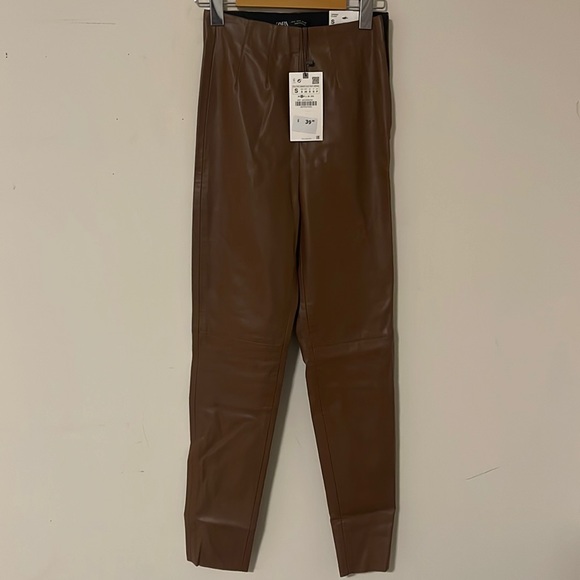 Zara Faux Leather Hi-Rise Leggings - Picture 1 of 5